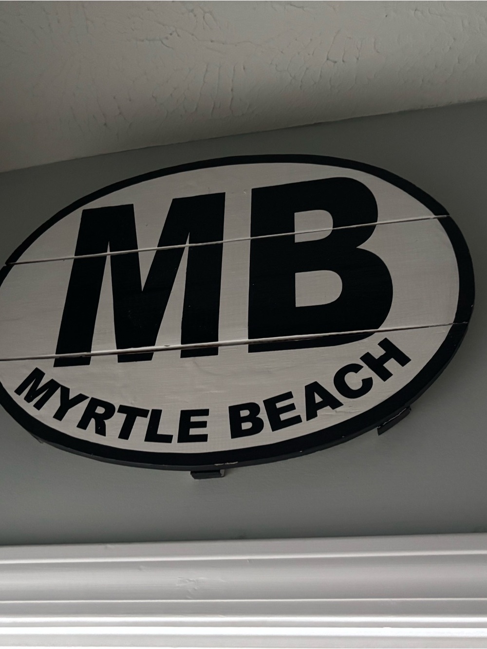 MB Myrtle Beach Oval Wall Sign - Black & White